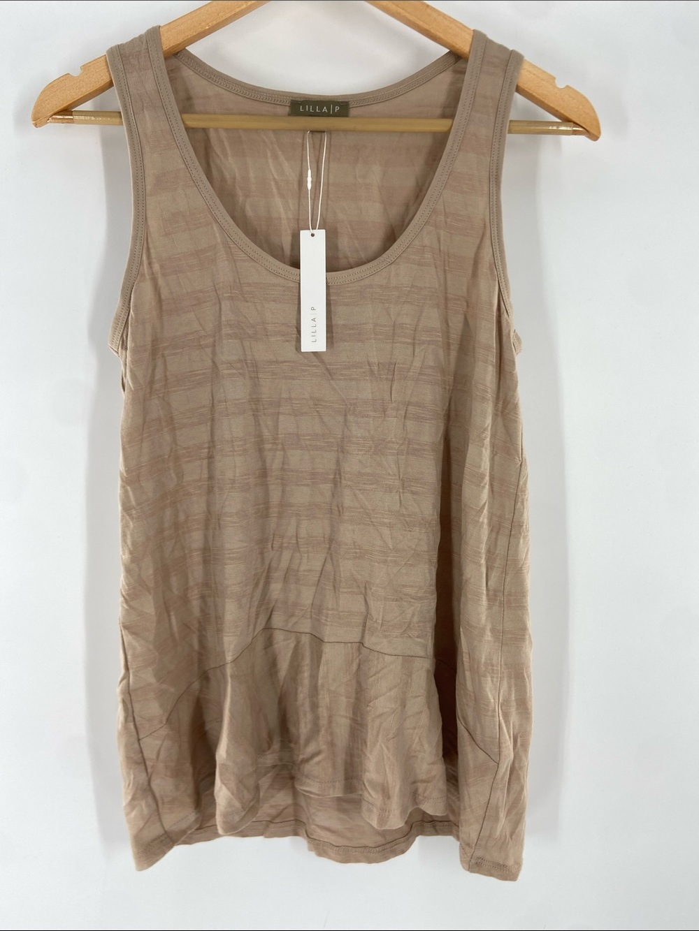 Lilla P Tan Striped Tank Top Size S NWT